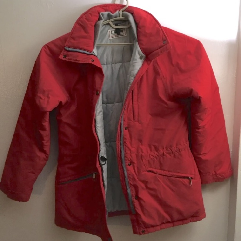 LL Bean Penobscot Parka Men’s Red No Hood Coat Insulated No Size Tag